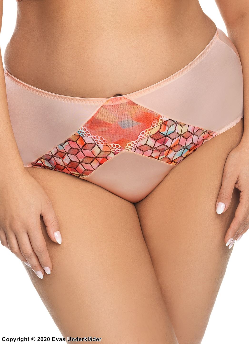 High waist panties, geometric pattern, plus size